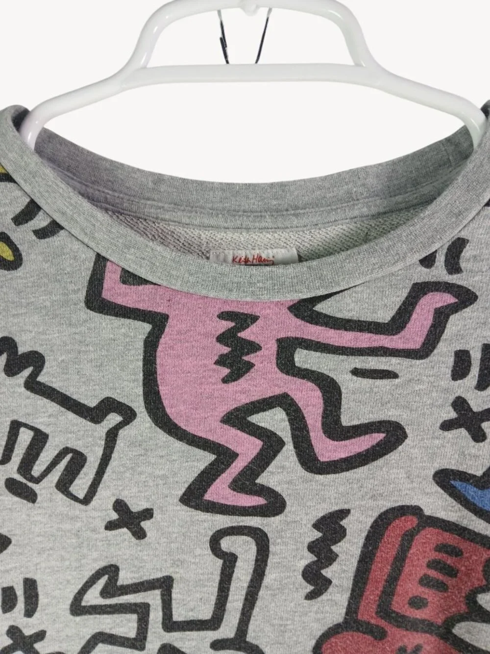 Keith Haring Forever 21 Gray Graphic Sweatshirt Womens Large Colorful Abstract - Picture 3 of 8